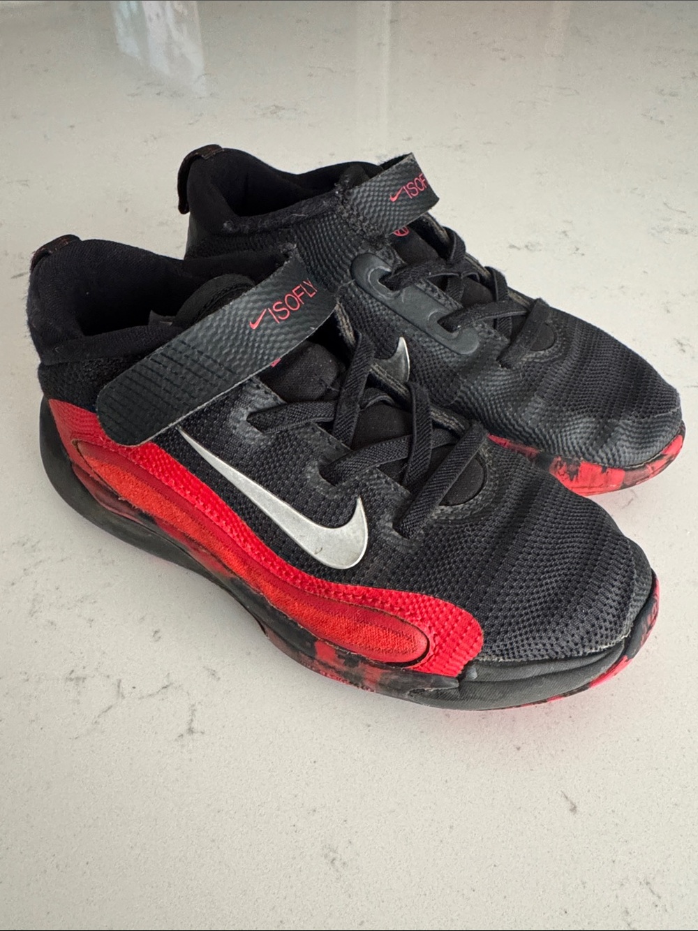 Nike Kids Black and Red Velcro Athletic Sneakers